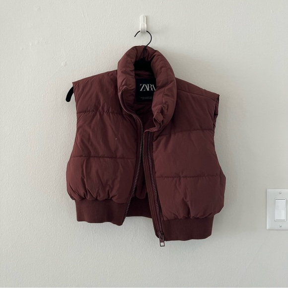 Zara Brown Puffer Vest - Picture 6 of 8